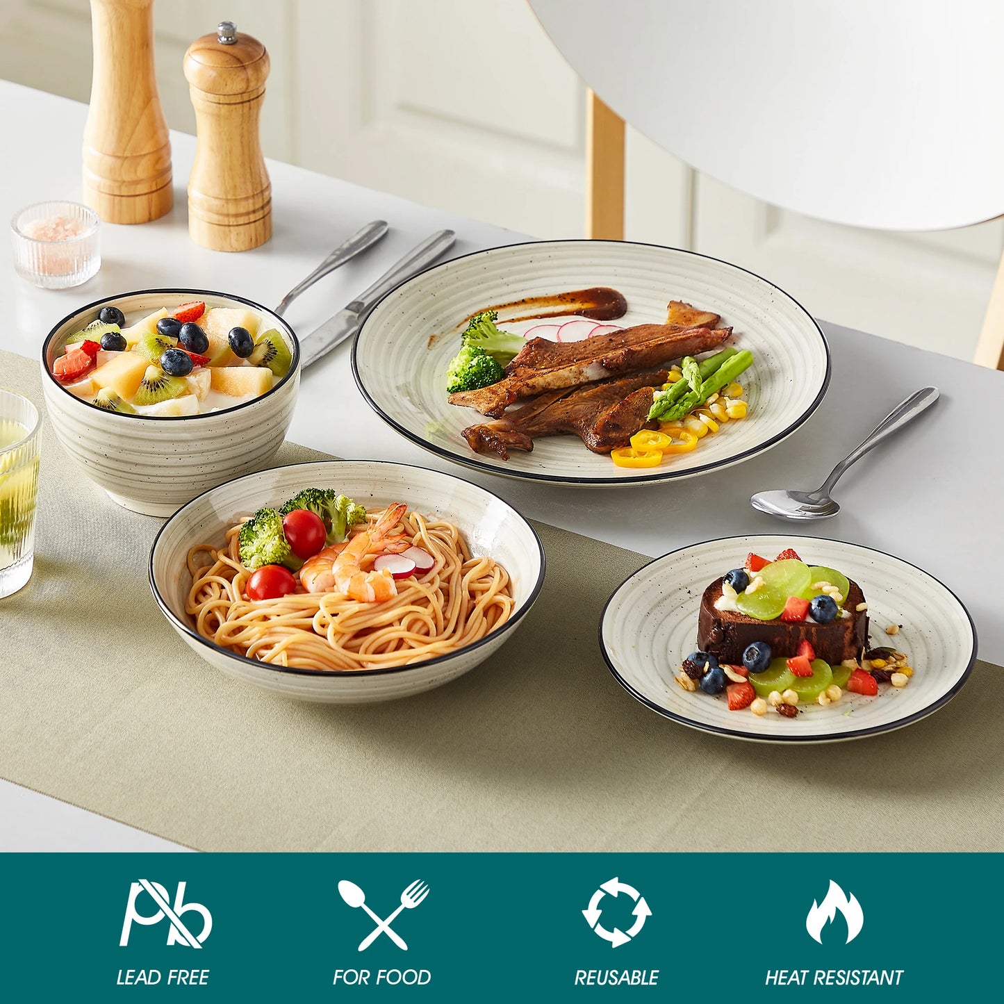 Malacasa Ceramic Dinnerware Set 24 48 Piece Dinner Plates Bowls