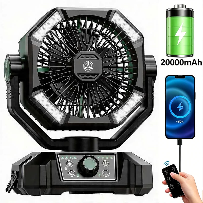 ColdSky Camping Fan With 4 LED Lantern And 20000mAh Battery
