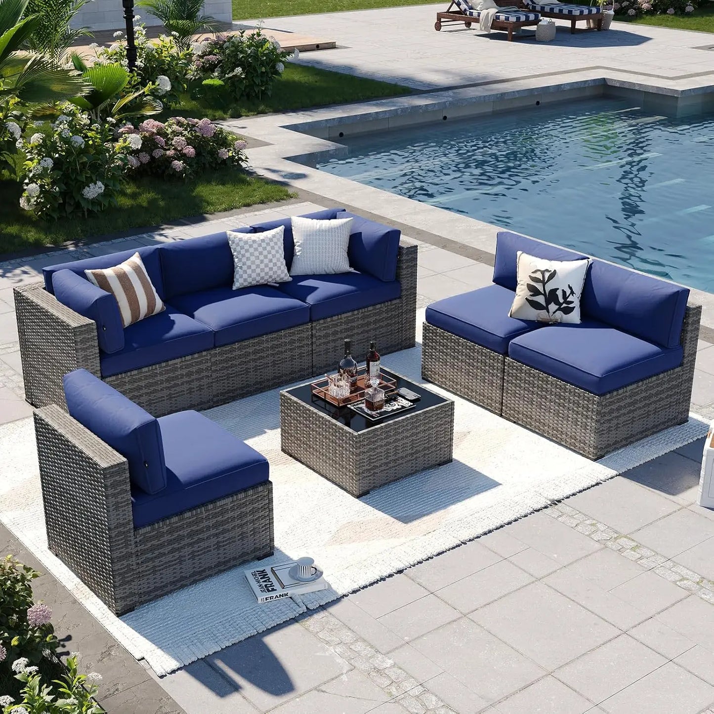 Outdoor Patio Furniture Set With Thick Cushions Wicker