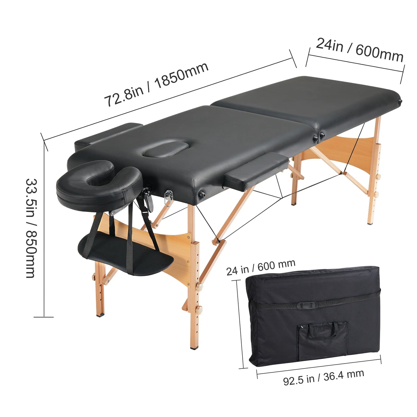 Portable Folding Massage Table Adjustable Therapy Bed For Spa Salon