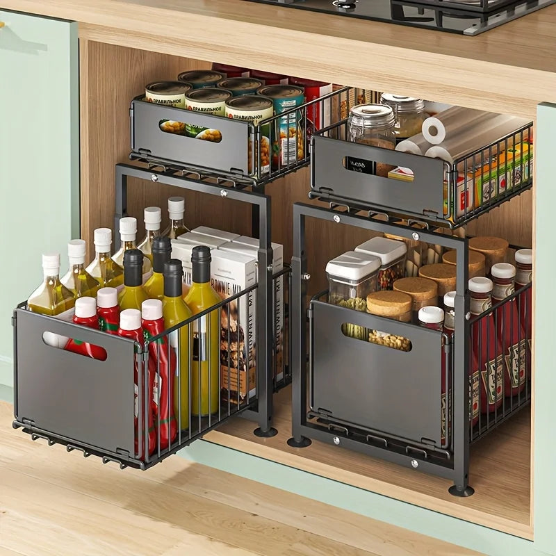 AEHOME 2 Tier Slide Out Cabinet Organizer Heavy Duty