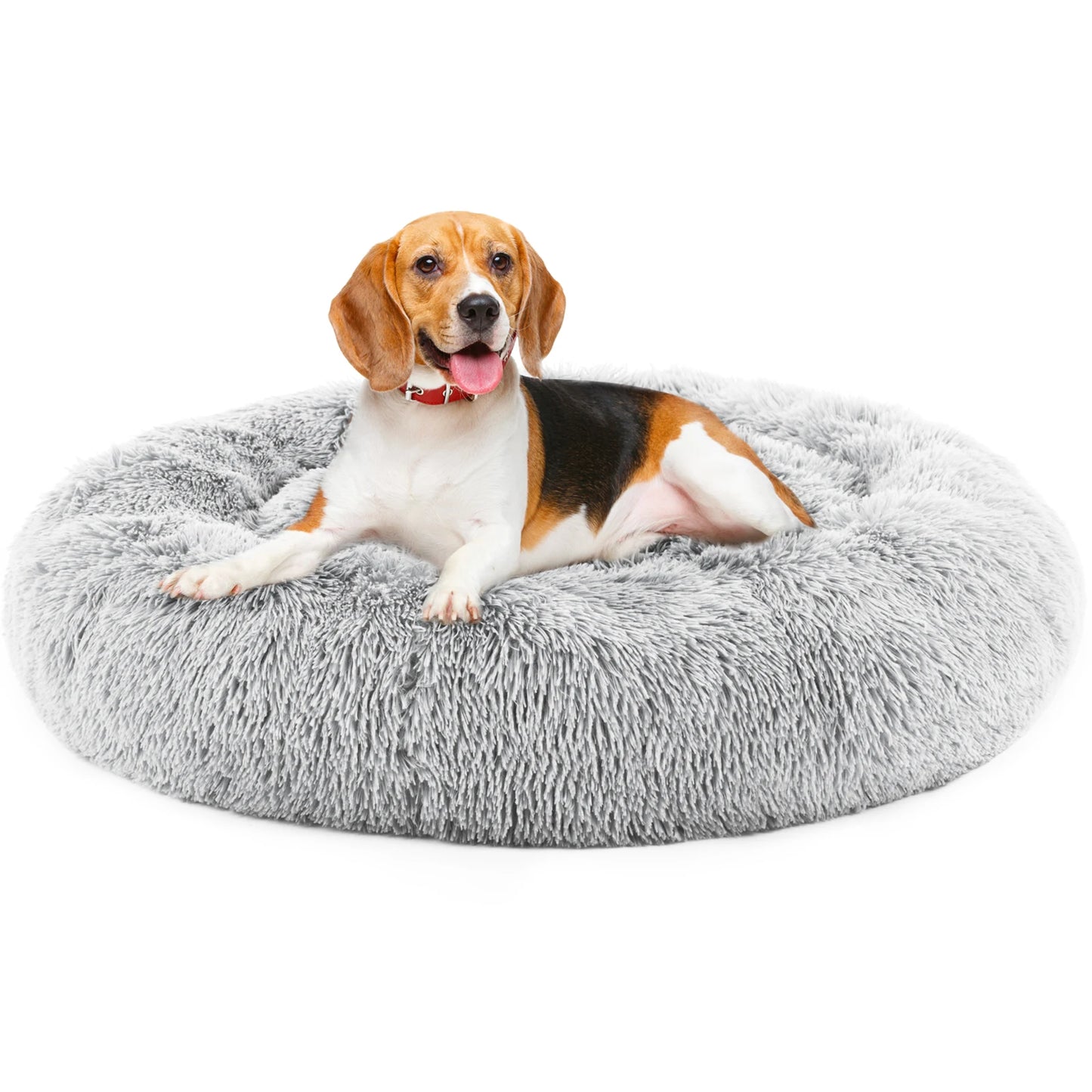 JHK Plush Faux Fur Calming Dog Bed For Home Comfort