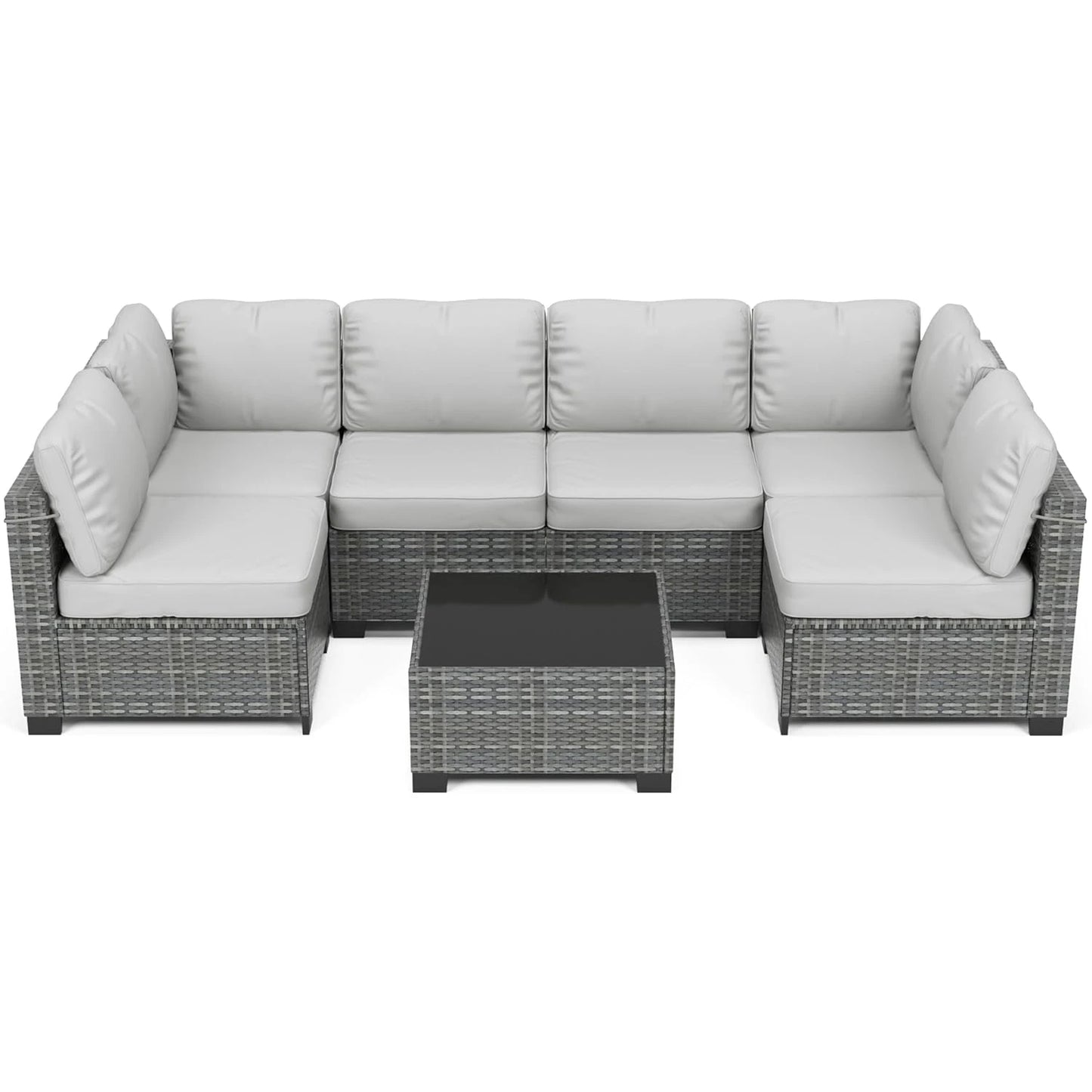 HobbyLane 7 Piece Modular Outdoor Furniture Set Rattan Wicker Garden