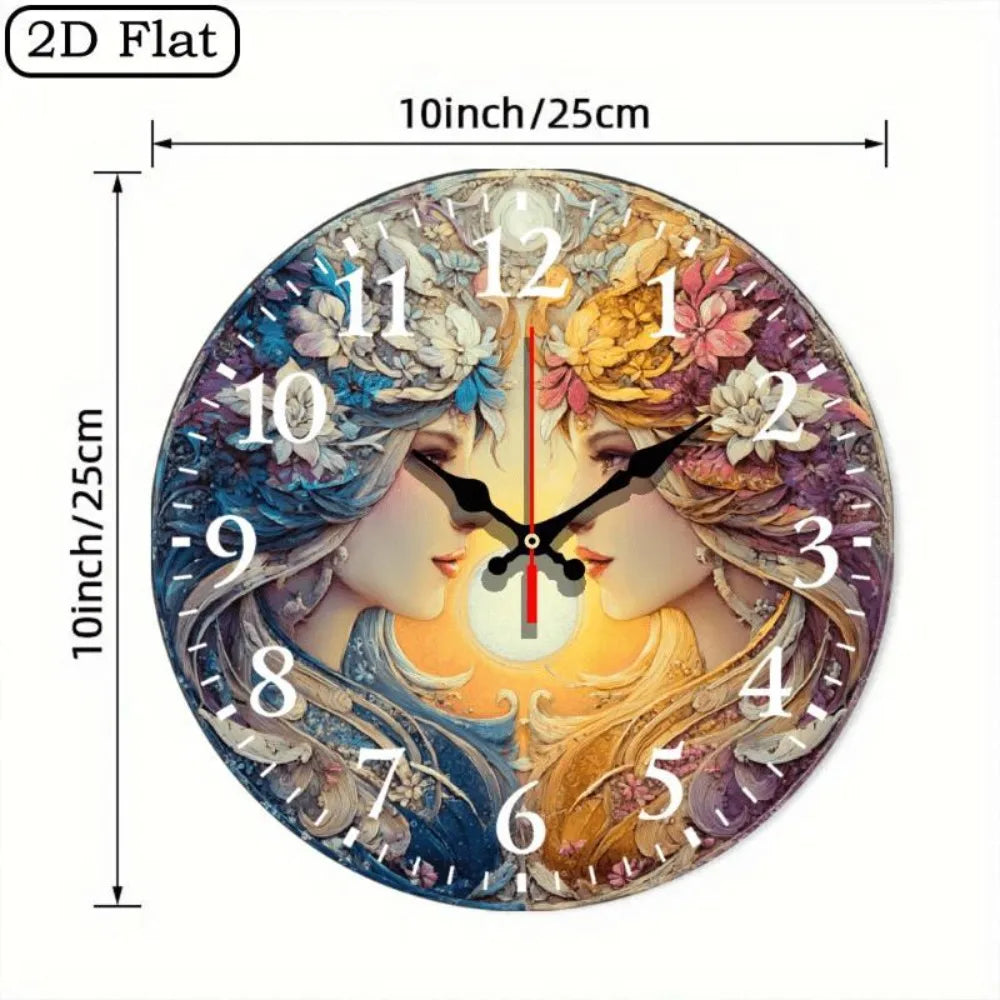 YTYIN Moon And Sun Goddess Round Battery Powered Clock
