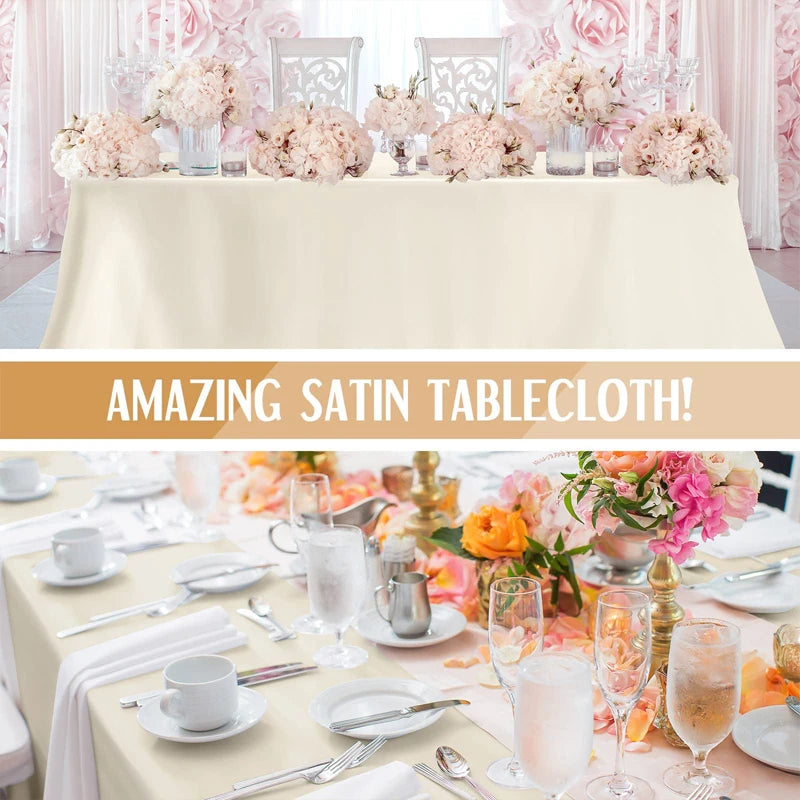 Rectangle Wedding Satin Tablecloth Waterproof Polyester