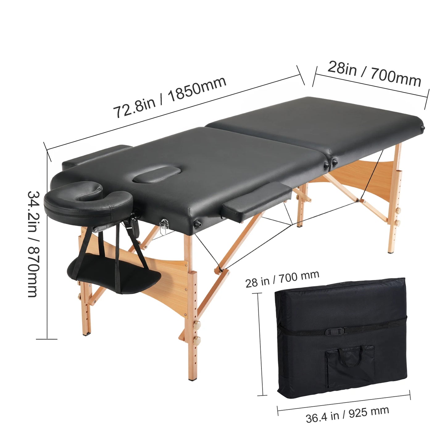 VEVOR Adjustable Folding Massage Table For Salon Spa Therapy