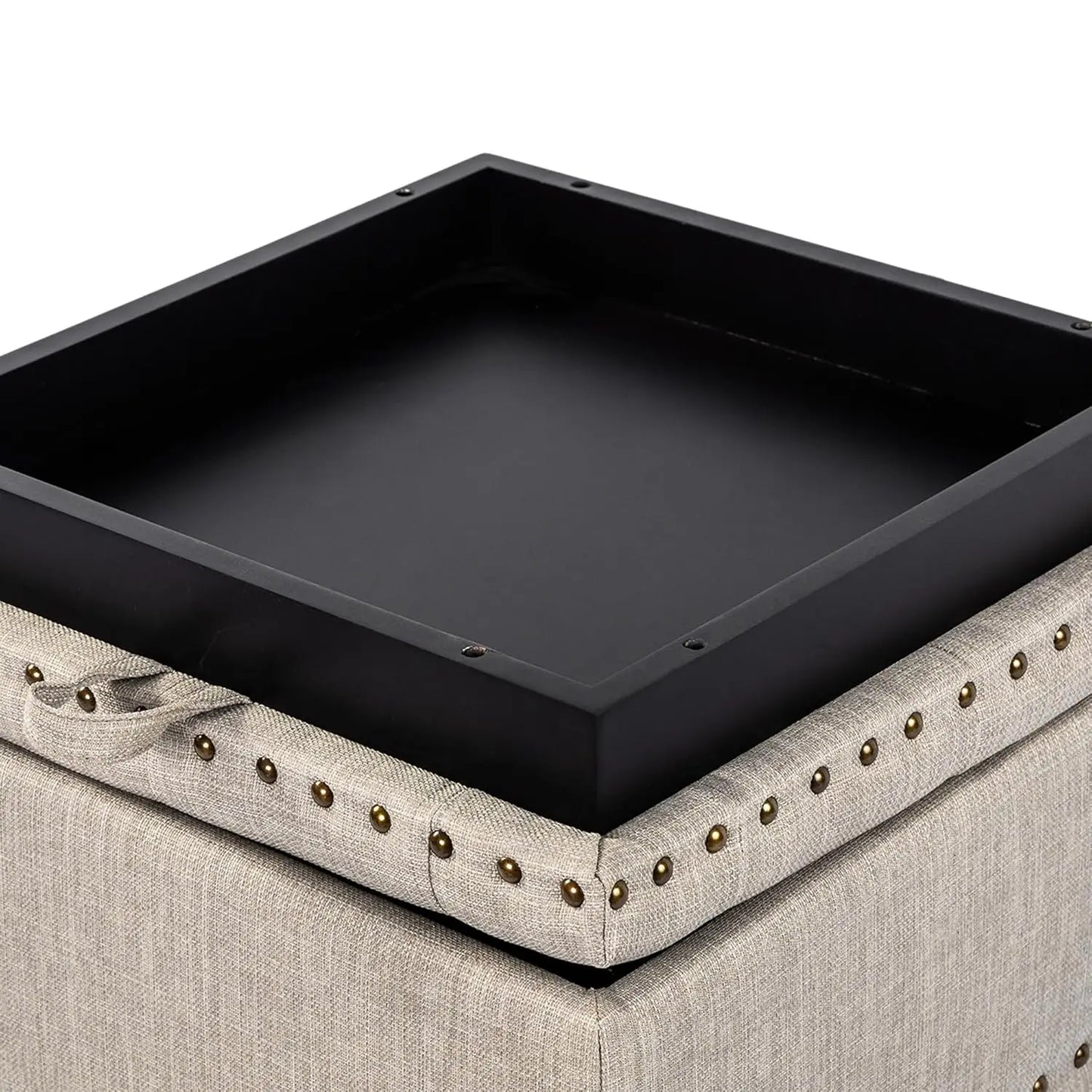 High Cube Ottoman Storage Bench With Tray Upholstered Vanity Stool