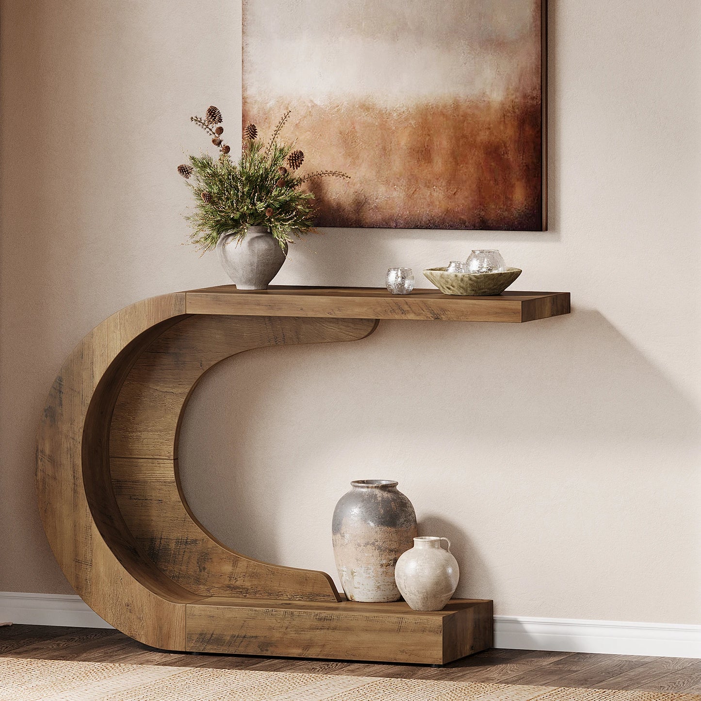 Tribesigns Mid-Century Modern C-Shaped Console Table