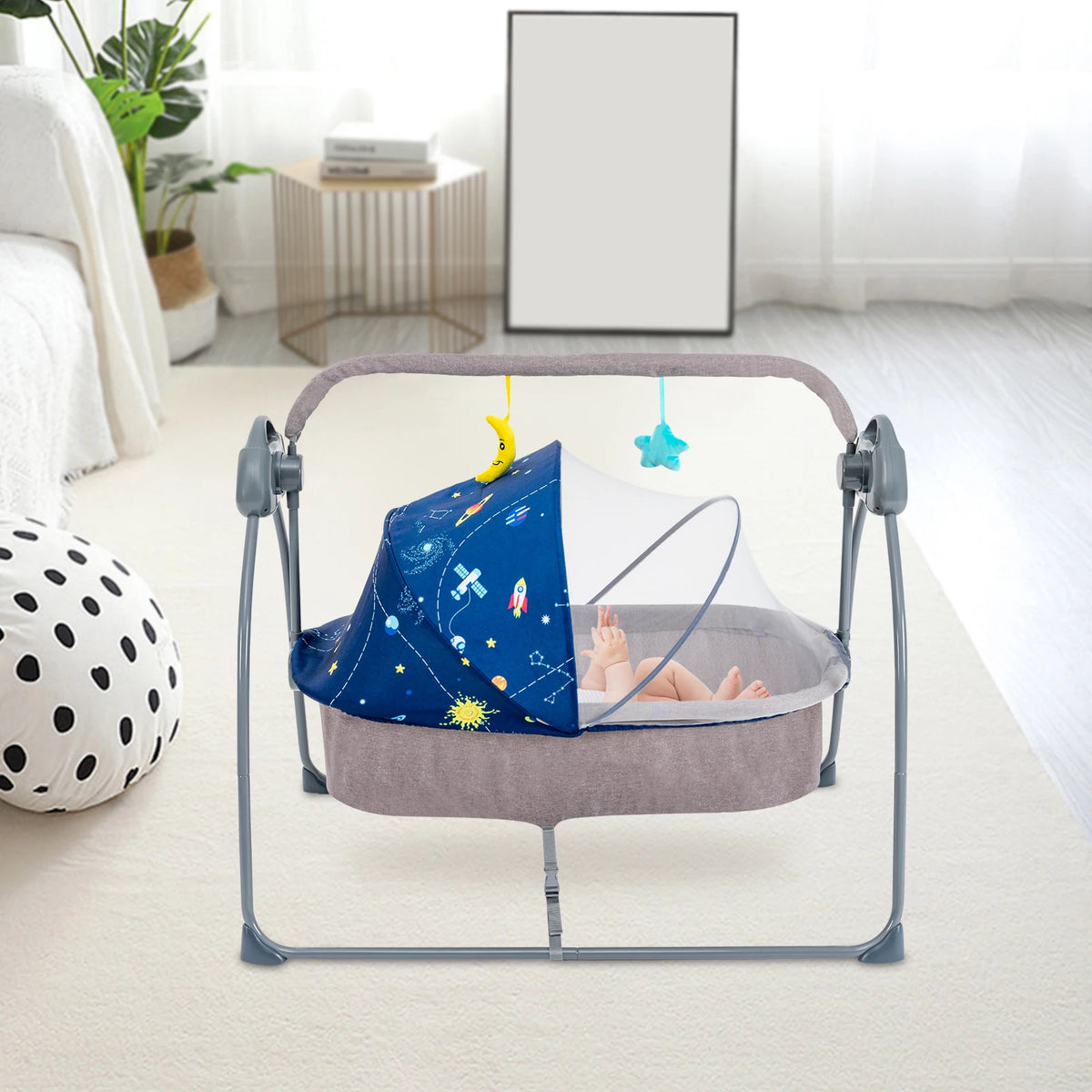 Foldable Electric Baby Cradle Swing With Music And Automatic Rocking