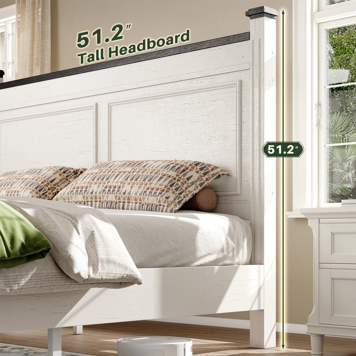 EnHomee Tall Headboard Platform Bed Frame For Contemporary Bedrooms