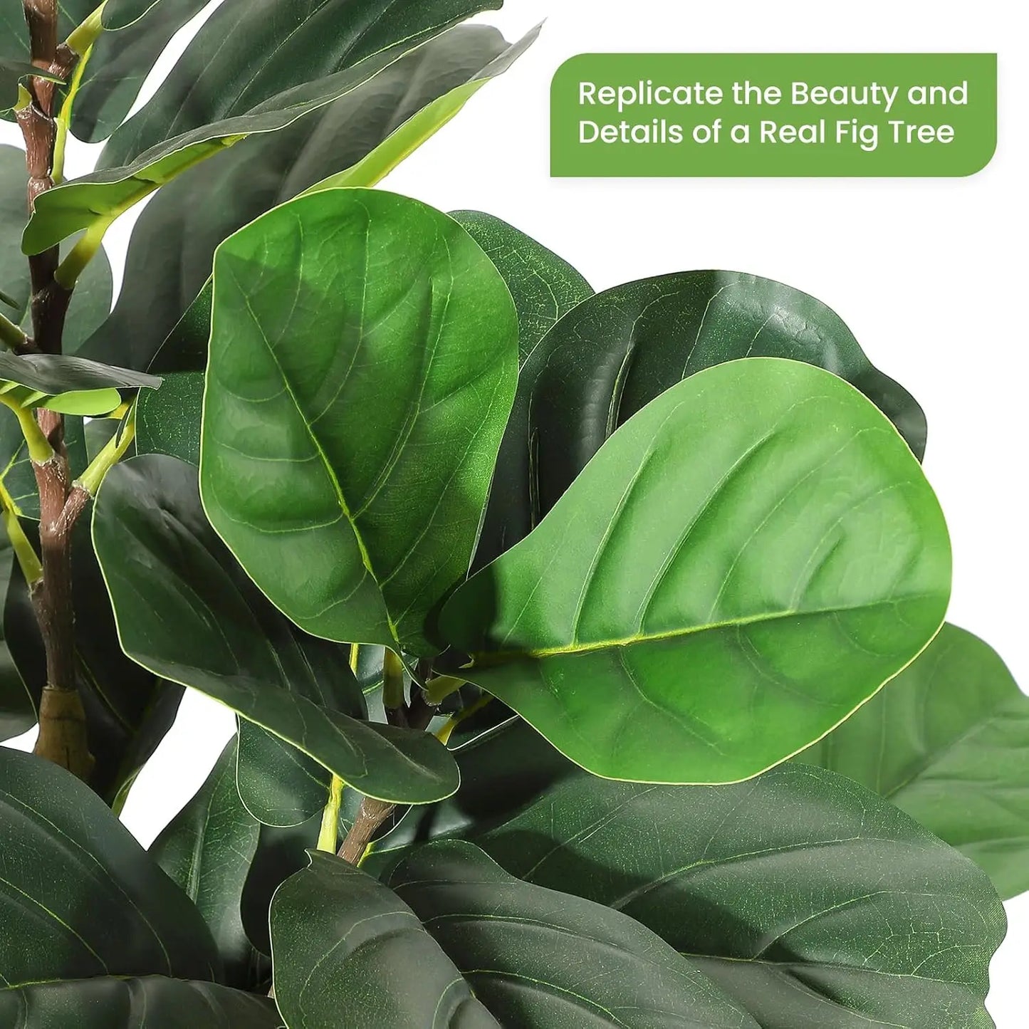 HiMISS Fiddle Leaf Fig Tree With Pot Faux Plant For Home Decor