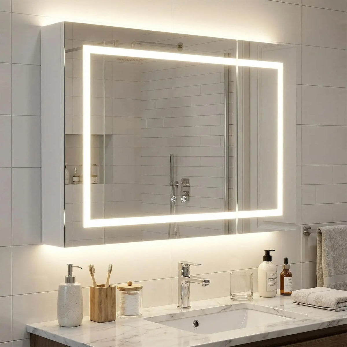 Antifog Wall Mounted Bathroom Led Medicine Cabinet Mirror Storage Shelves