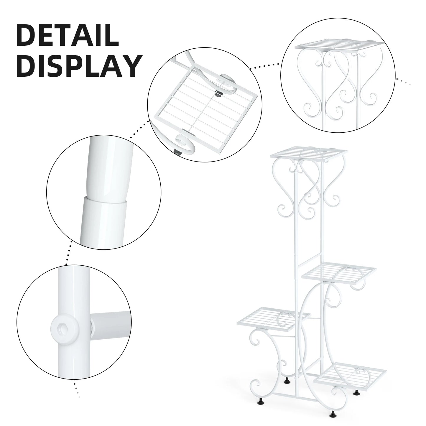 4 Tier Metal Plant Stand Indoor Outdoor Garden Rack Organizer