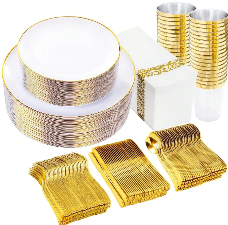 Disposable Plastic Tableware Set Serves 20 Guests For Wedding Party