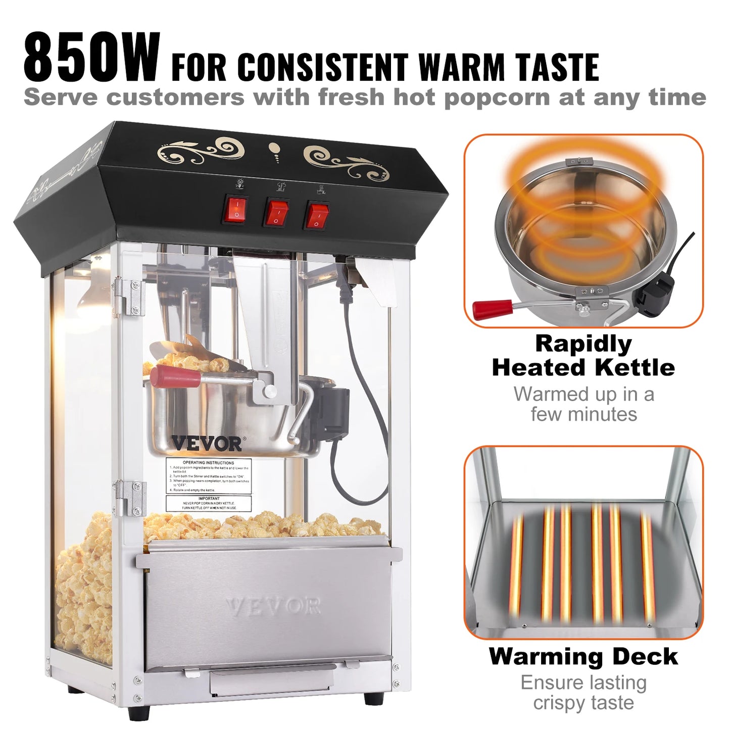 SucceBuy Popcorn Popper Maker Kettle Countertop Movie Theater Style