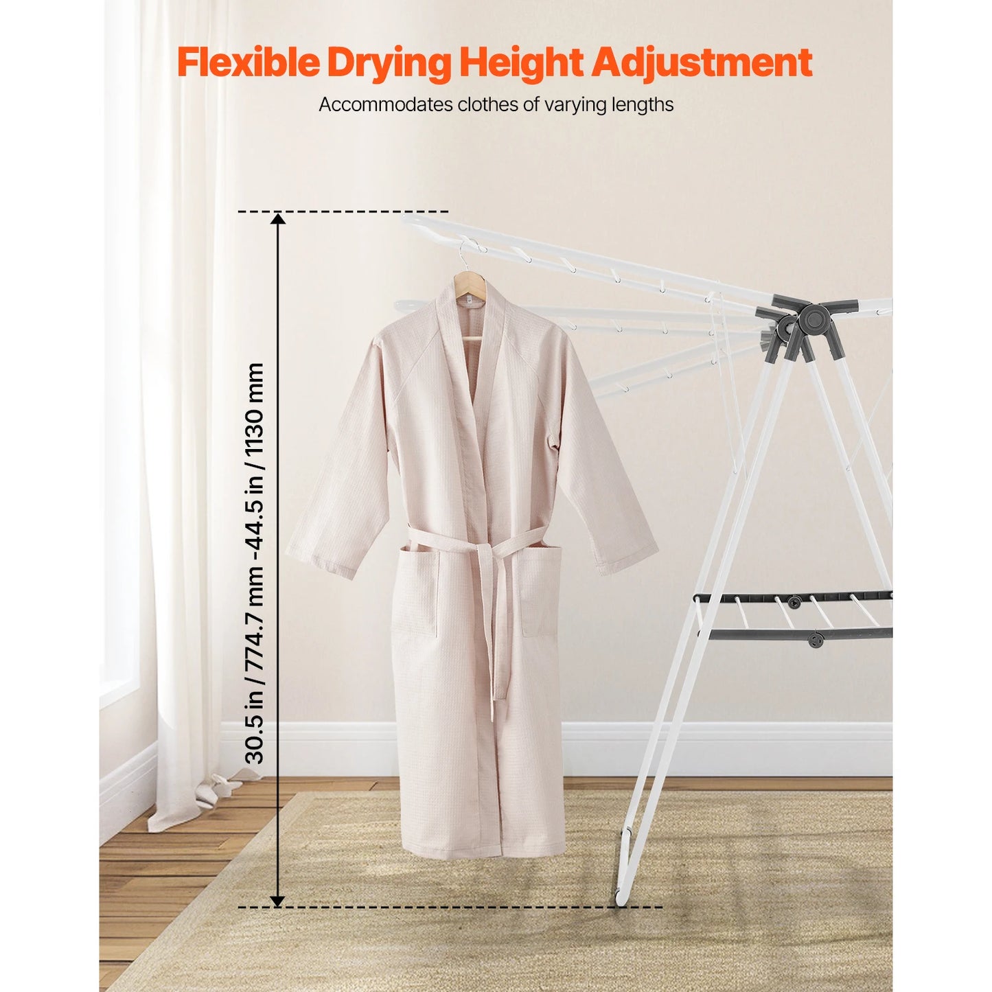 Adjustable Foldable Clothes Drying Rack For Indoor Outdoor