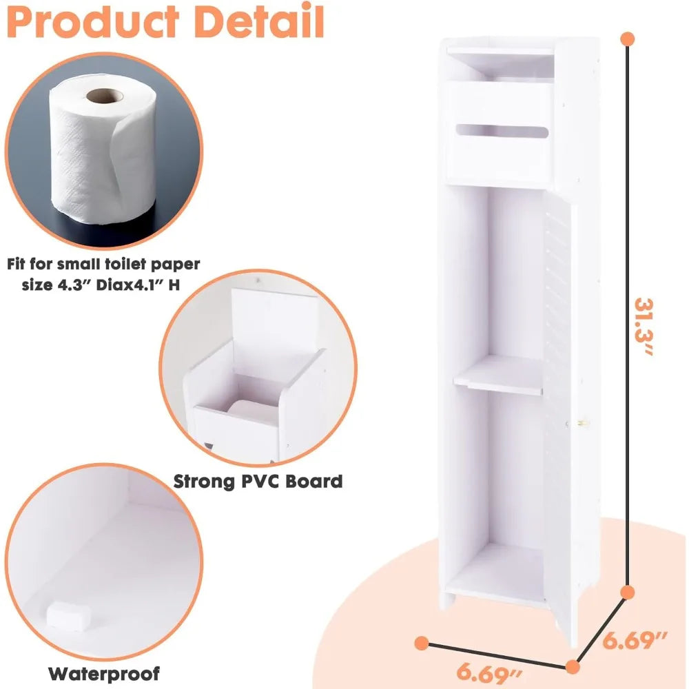 XIUWO Slim Corner Bathroom Storage Cabinet With Door