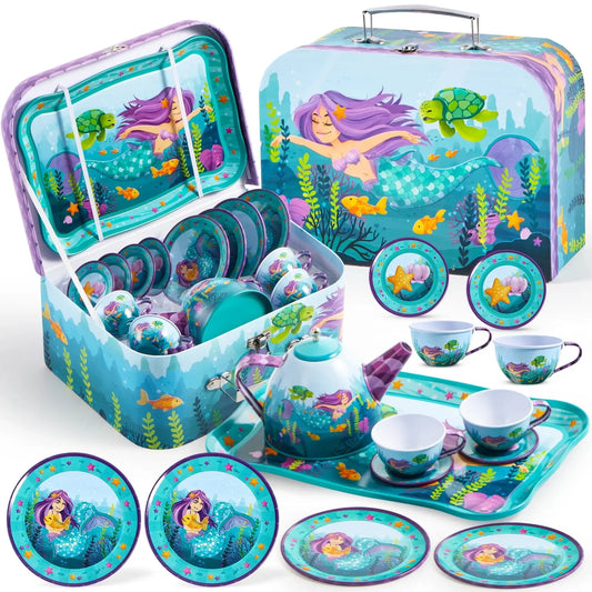 Joyfy Mermaid Tea Party Set for Girls Pretend Kitchen Play