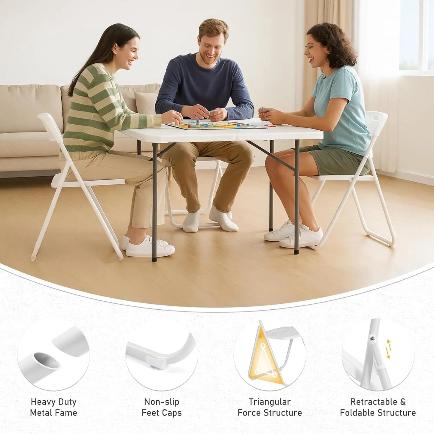 Plastic Folding Chairs With Steel Frame For Indoor Outdoor Use