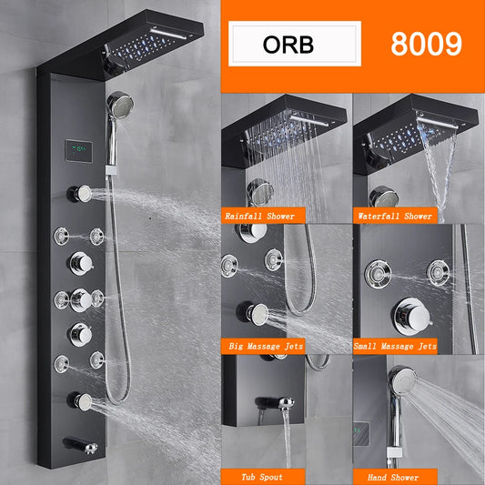 Suguword LED Shower Panel Mixer Tap With Digital Temperature Display