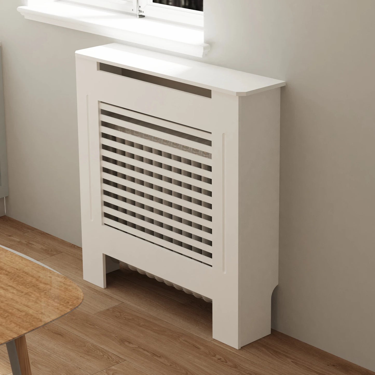 Wisfor Radiator Cover Wood Cabinet With Horizontal Slat Design
