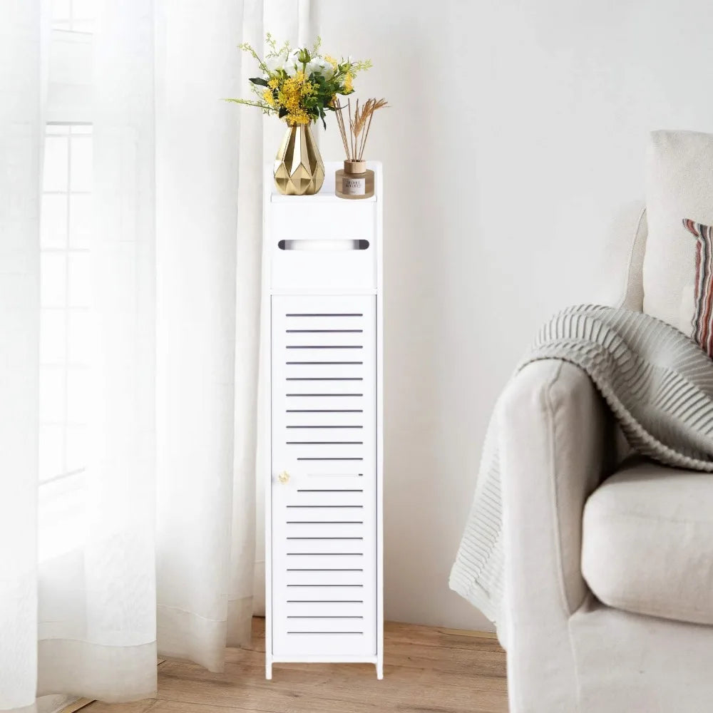 XIUWO Slim Corner Bathroom Storage Cabinet With Door