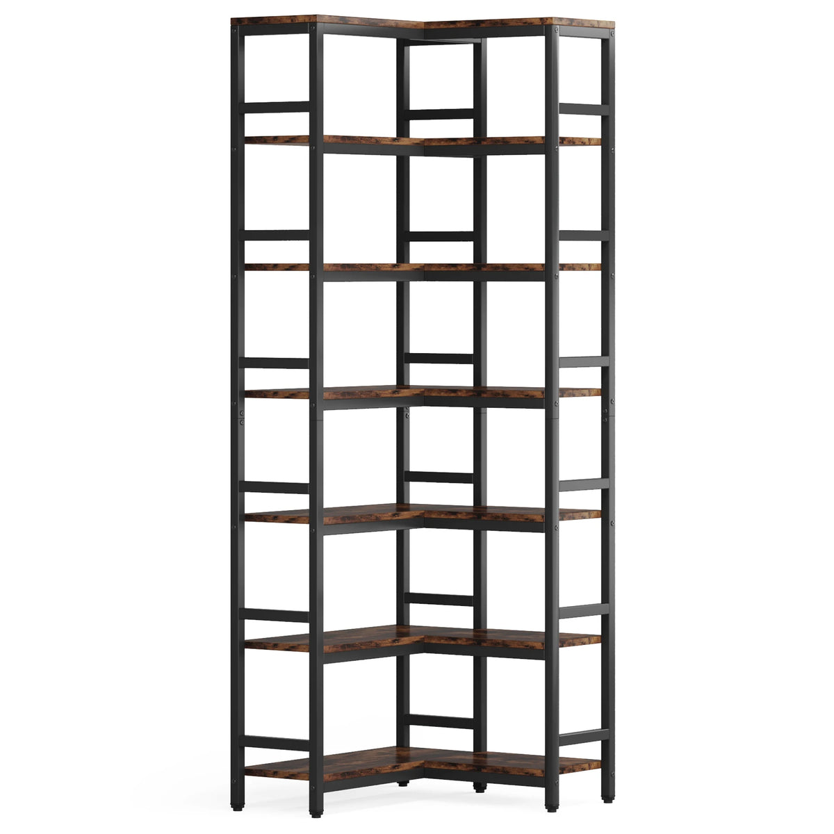 Tribesigns Modern 7 Tier Corner Bookshelf With Metal Frame