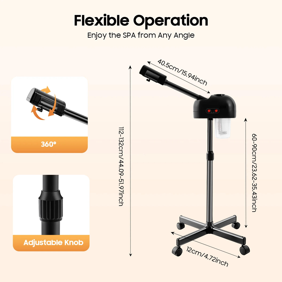 Bymaocar Adjustable Height Ozone Facial Steamer For Salon