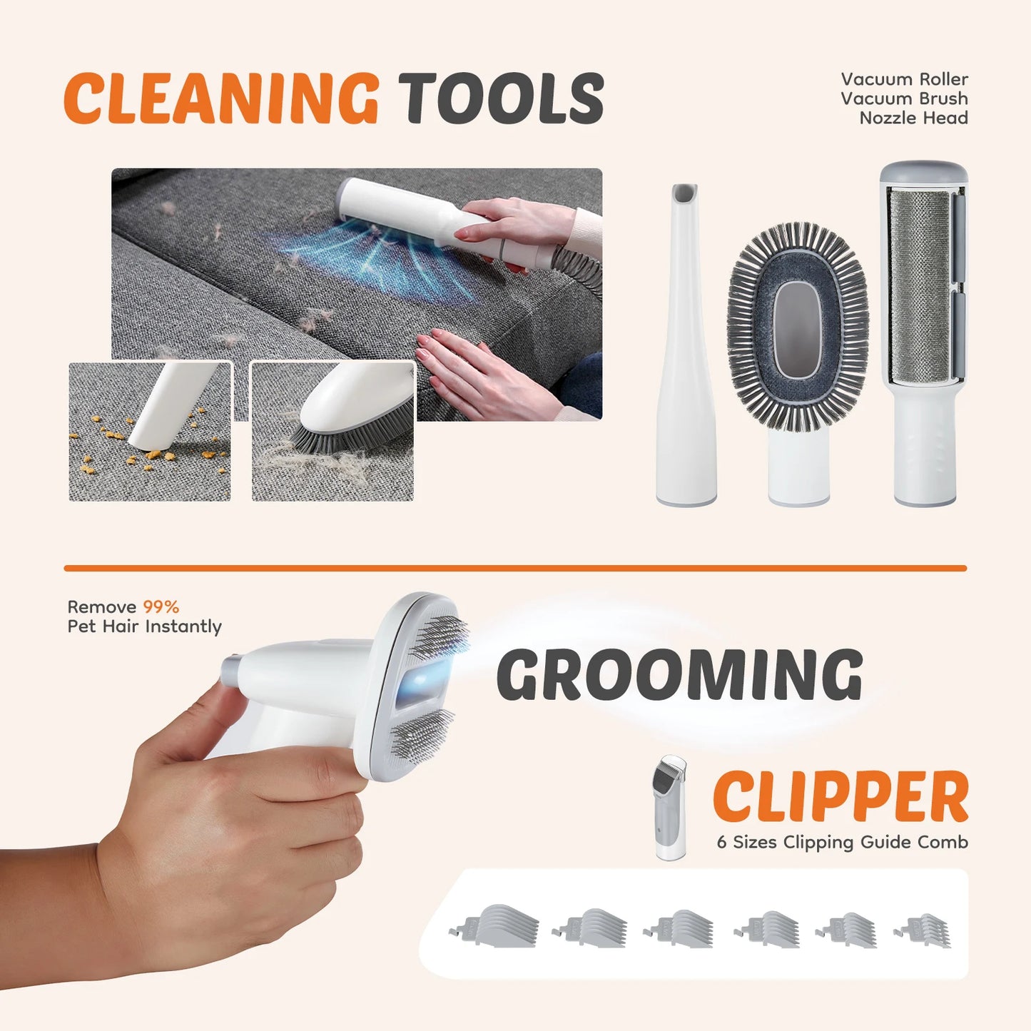 Professional Pet Grooming Vacuum Kit With Cordless Low Noise