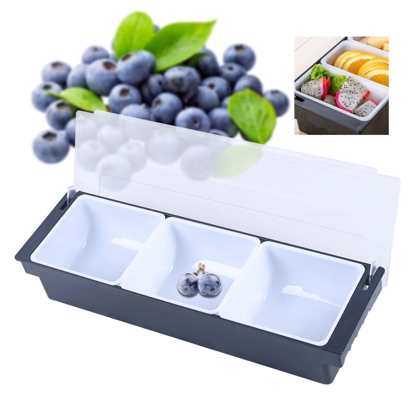 Multi Compartment Fruit Tray Bar Caddy Dispenser Organizer