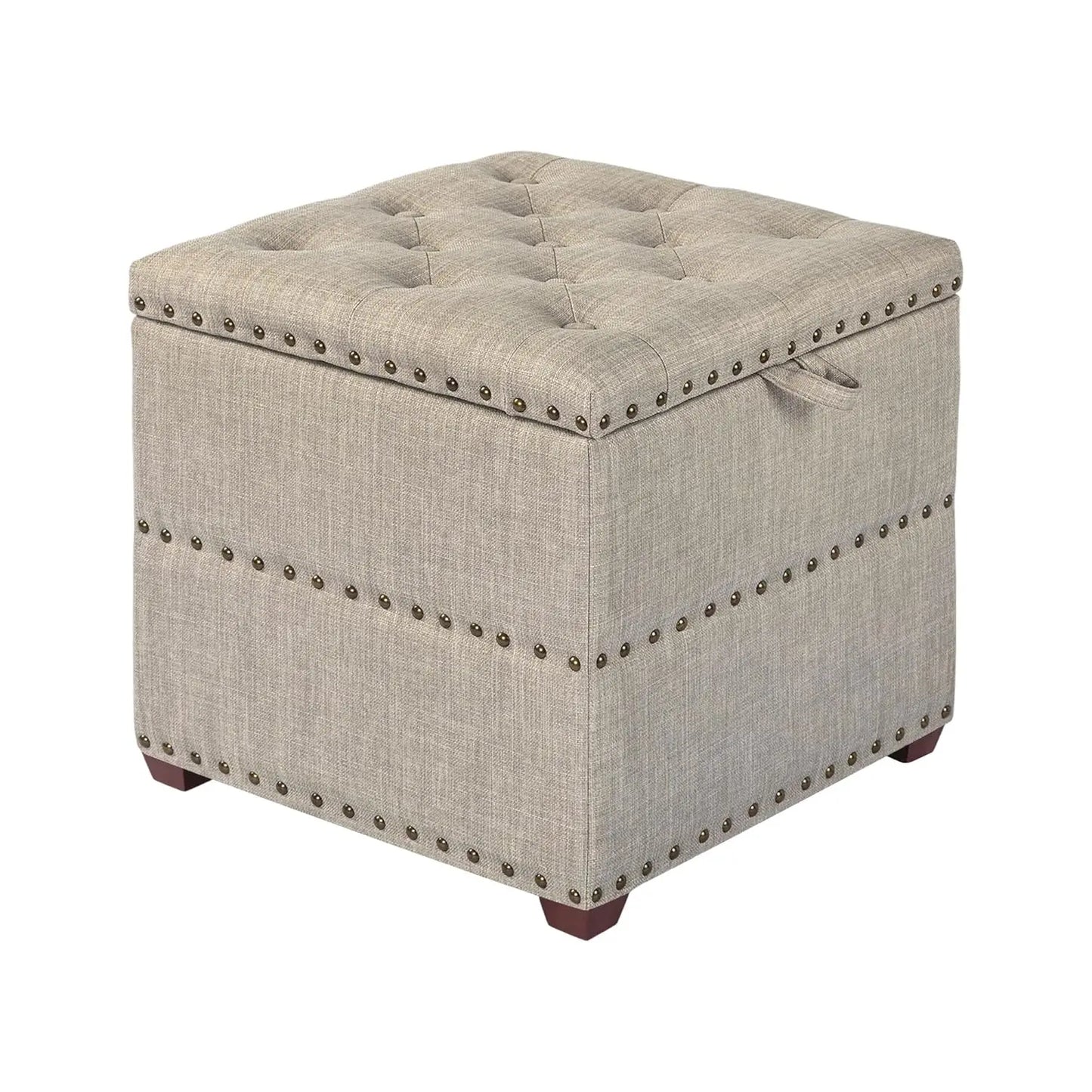 High Cube Ottoman Storage Bench With Tray Upholstered Vanity Stool