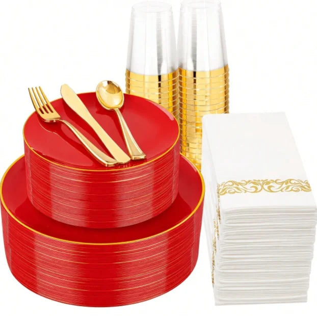 Disposable Plastic Tableware Set Serves 20 Guests For Wedding Party