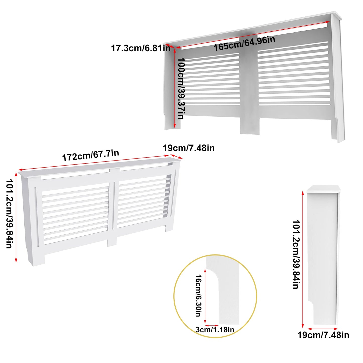 Wisfor Radiator Cover Wood Cabinet With Horizontal Slat Design