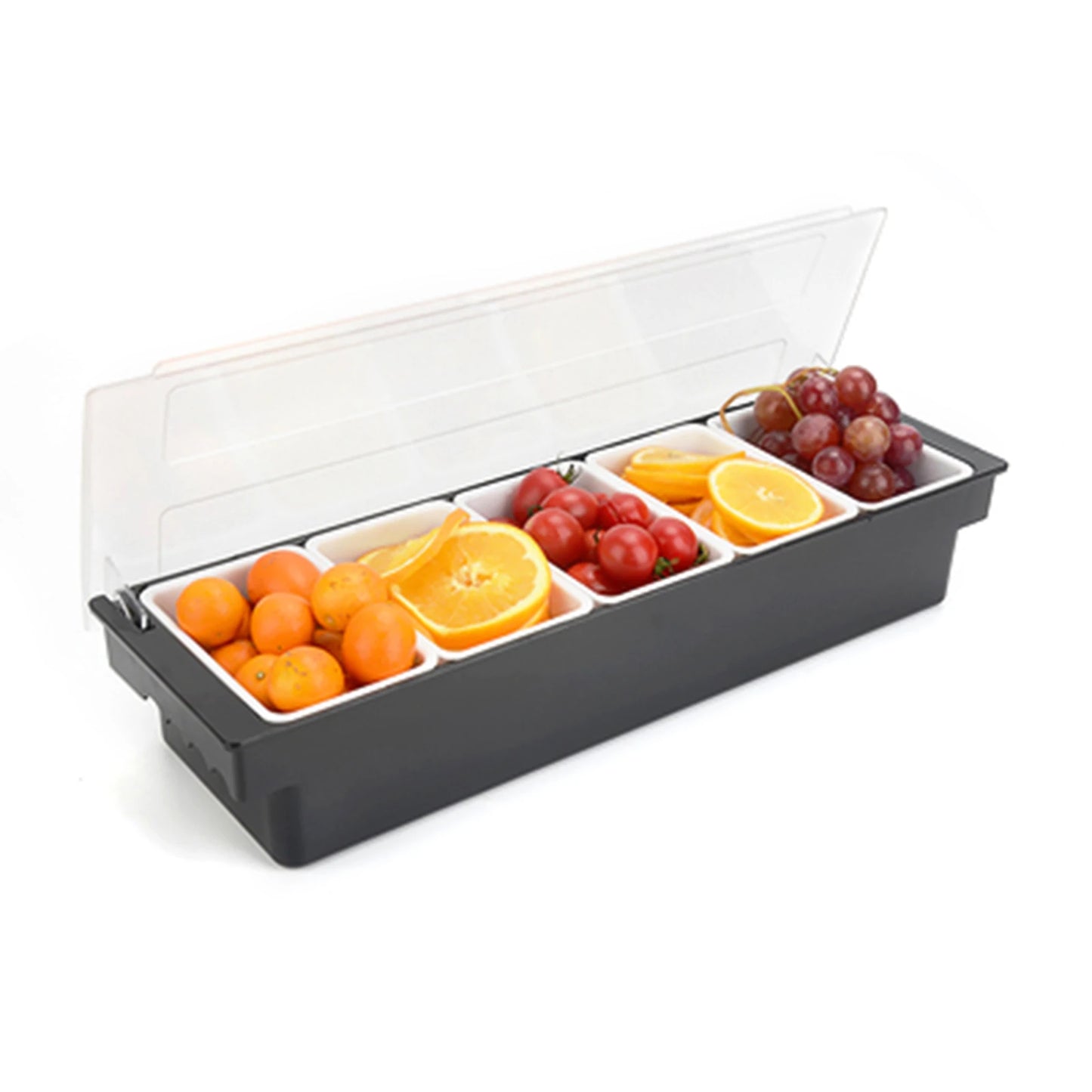 Multi Compartment Fruit Tray Bar Caddy Dispenser Organizer