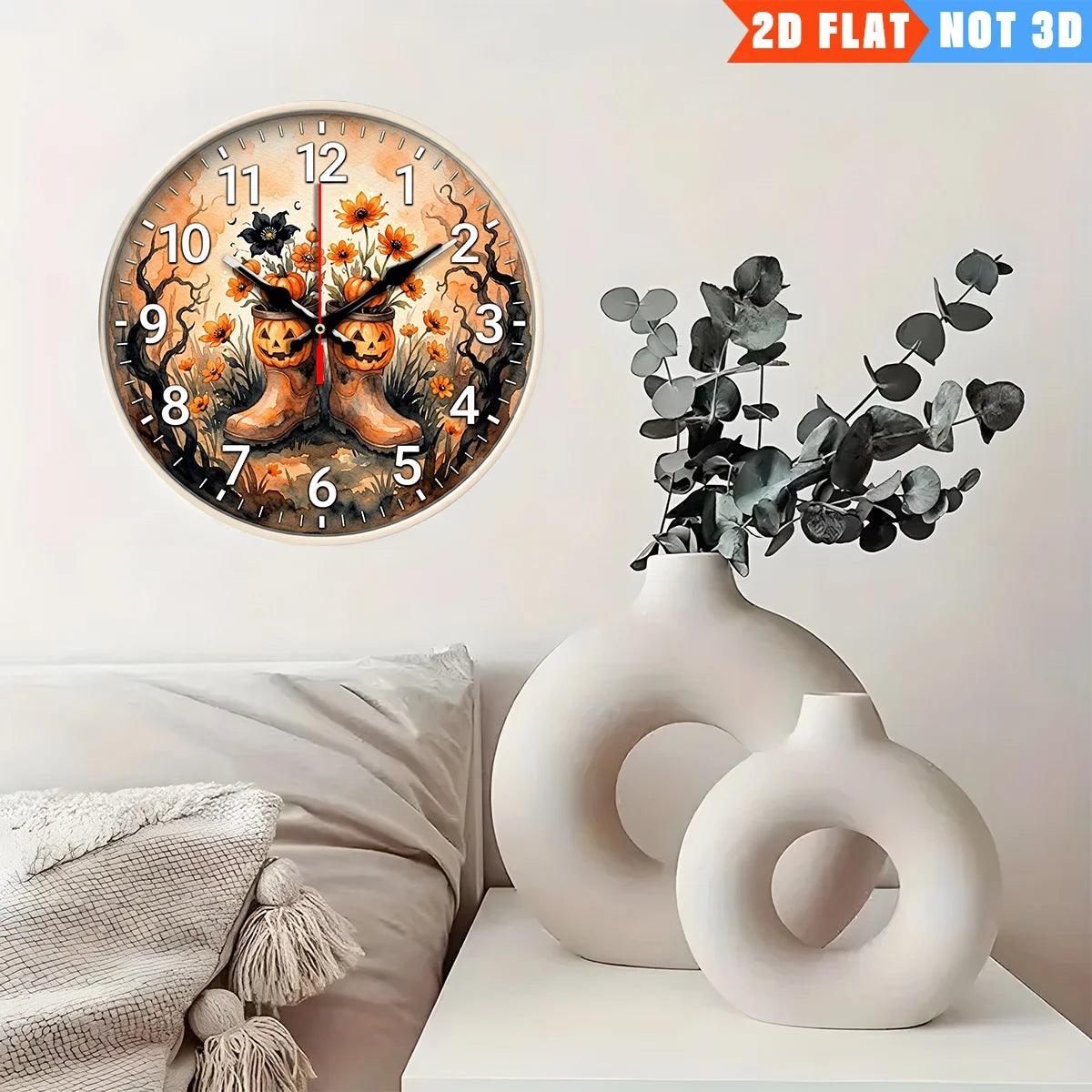 Pumpkin Rain Boots Wall Clock Decorative Alarm Clock Battery Powered