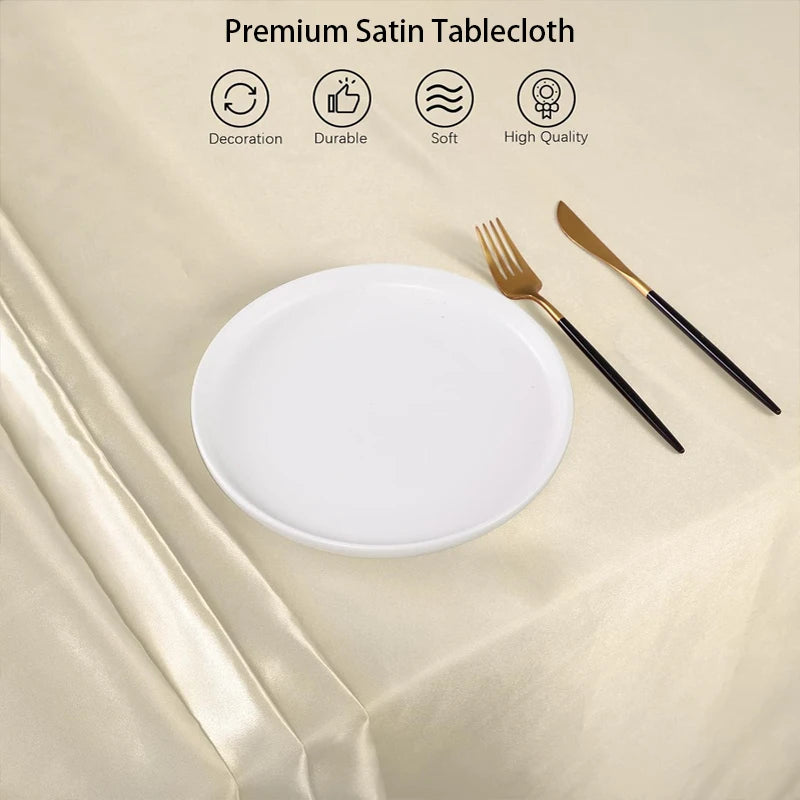 Rectangle Wedding Satin Tablecloth Waterproof Polyester