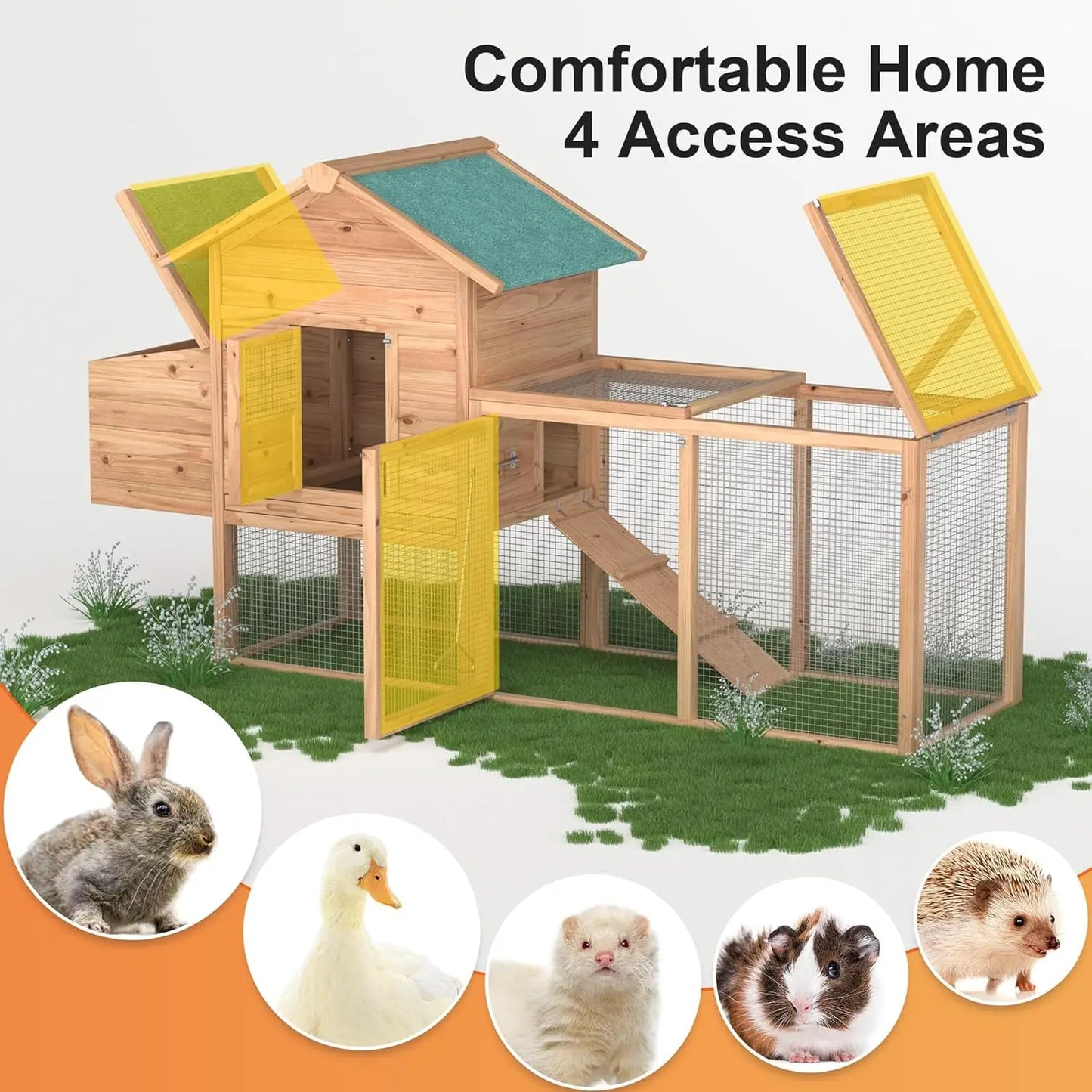 Outdoor Wooden Chicken Coop With Weather Resistant Roof