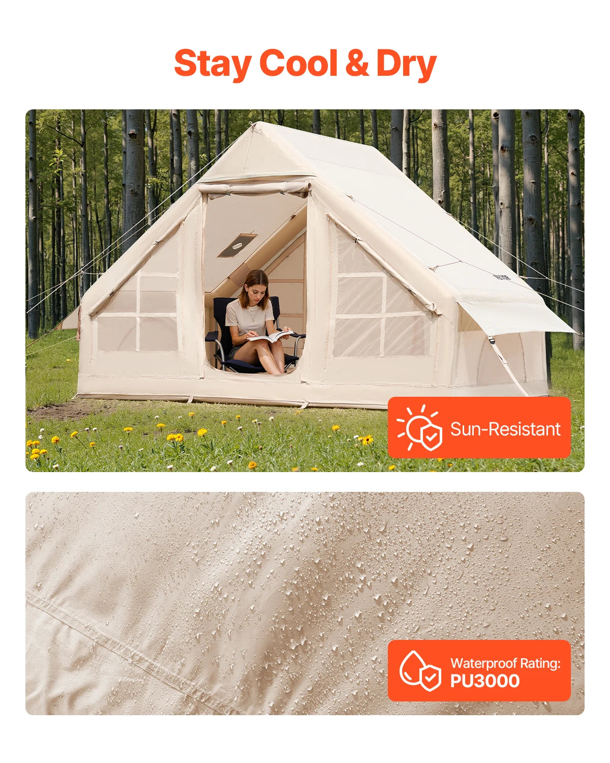 SucceBuy Inflatable Camping Tent With Easy Setup And Hand Pump