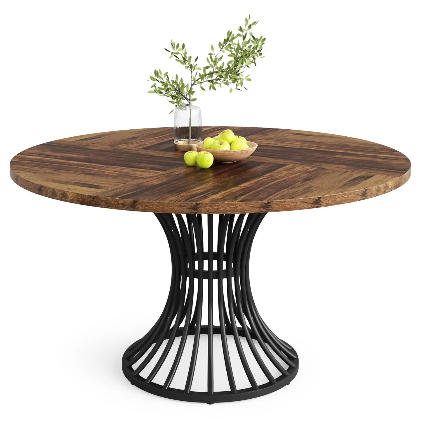 Tribesigns Round Dining Table For 4-6 People Industrial Farmhouse Kitchen