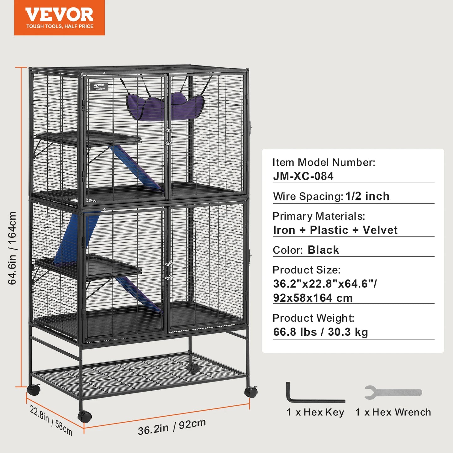 SucceBuy Rolling Four Tier Metal Small Animal Cage