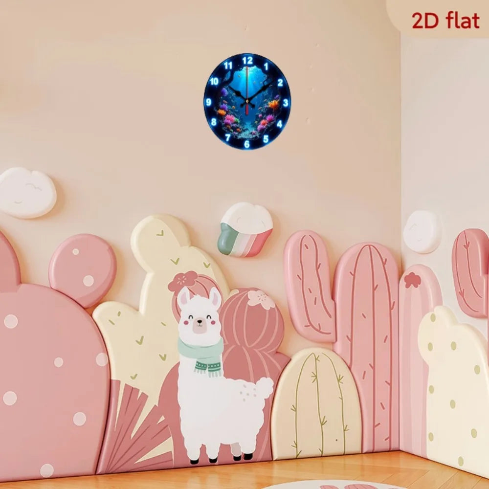 YTYIN Silent Glow In The Dark Ocean Theme Wall Clock