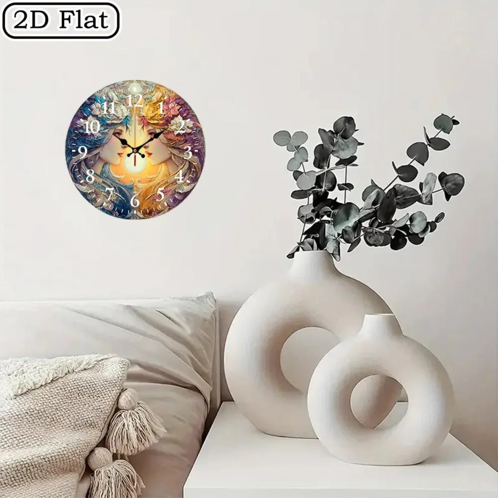 YTYIN Moon And Sun Goddess Round Battery Powered Clock