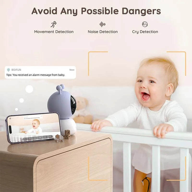 Boifun 2K 5-Inch Screen Wifi Baby Monitor With Night Vision