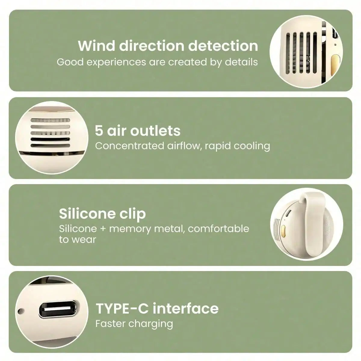 Portable Bladeless Clip On Neck Fan With 3 Speeds For Outdoor Use