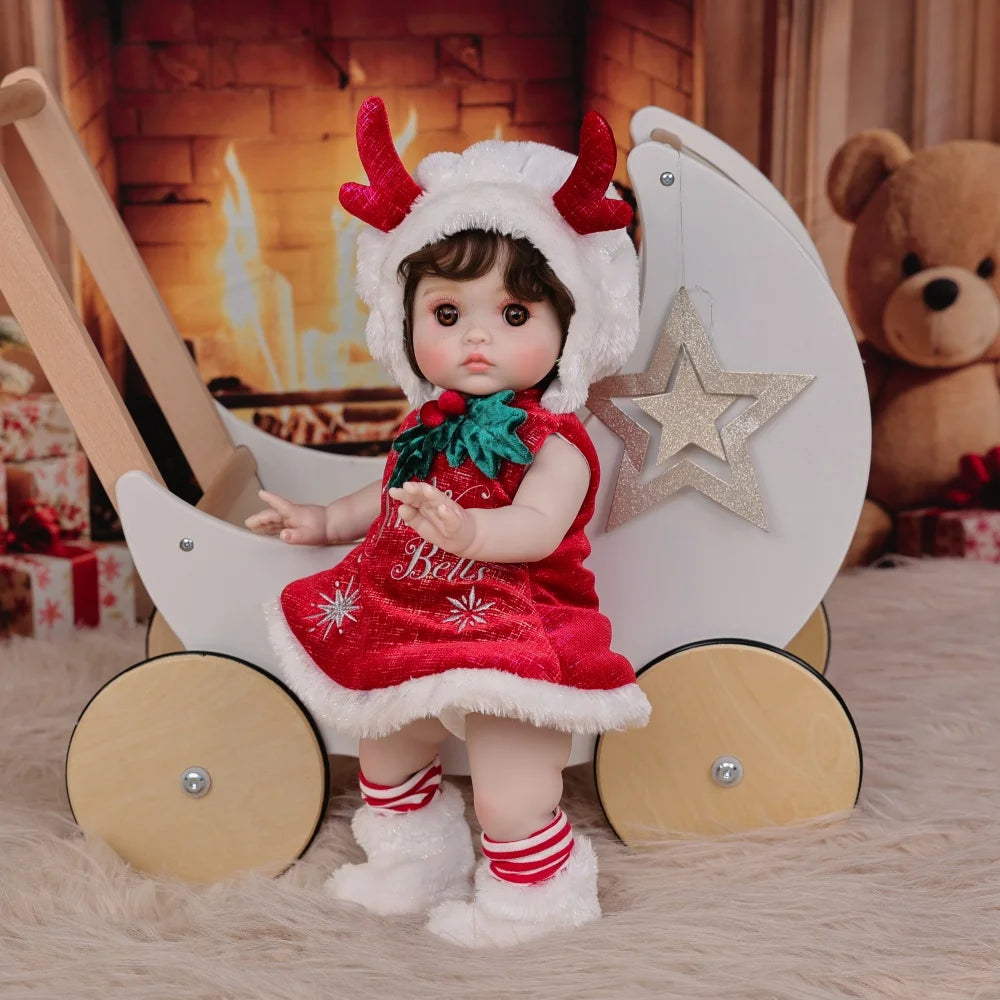 Cloveray Vinyl Christmas Reindeer Reborn Baby Doll With Freckles