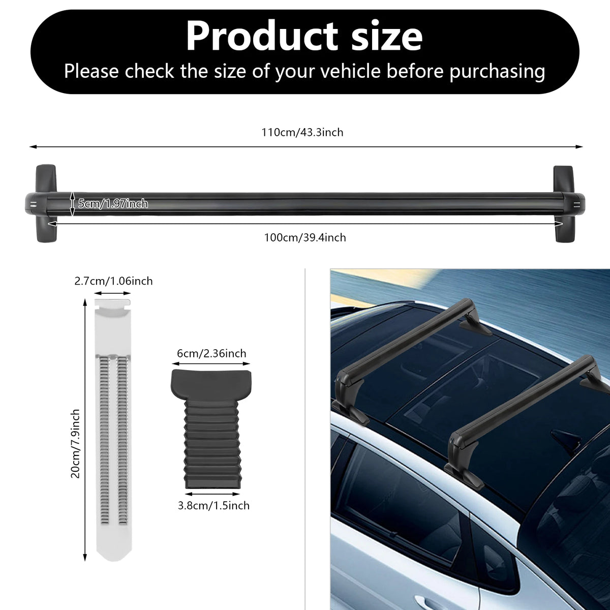 Universal Aluminum Car Roof Luggage Rack With Cross Bars