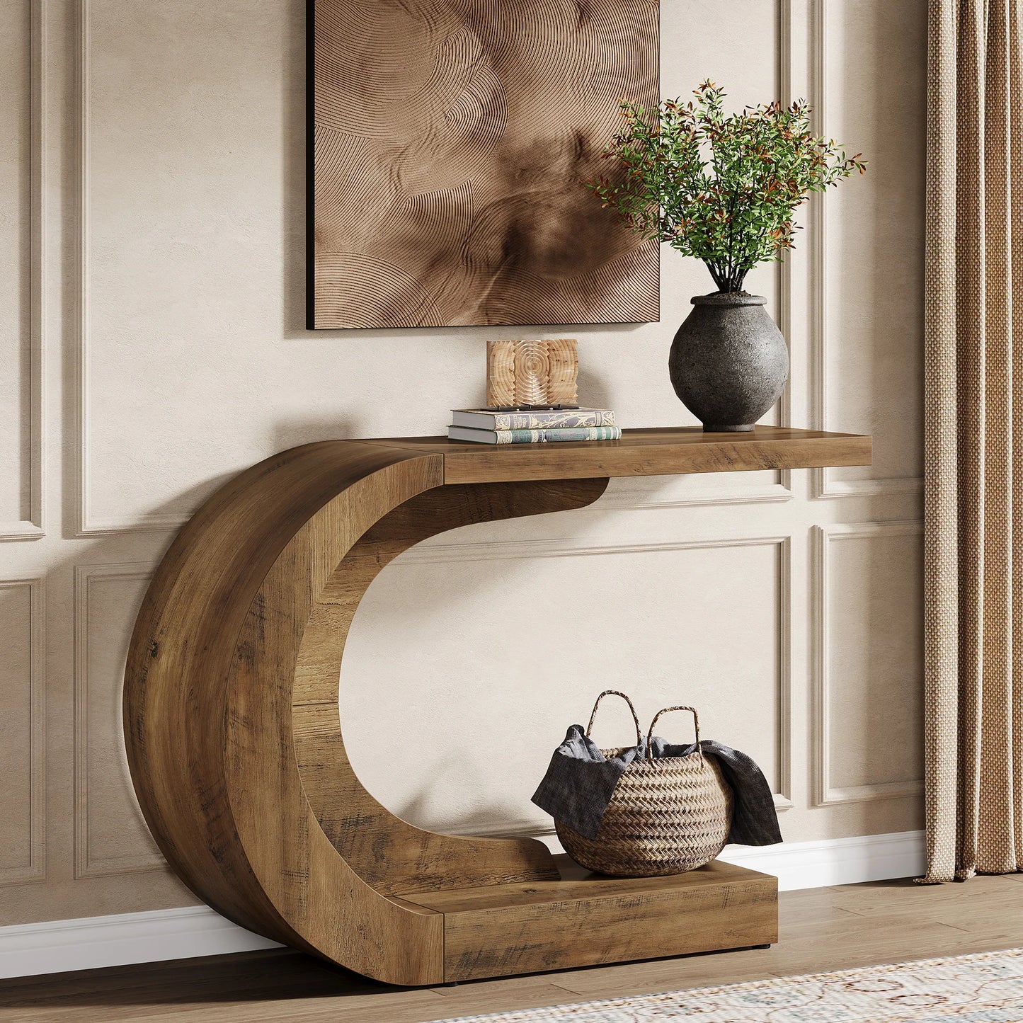 Tribesigns Mid-Century Modern C-Shaped Console Table
