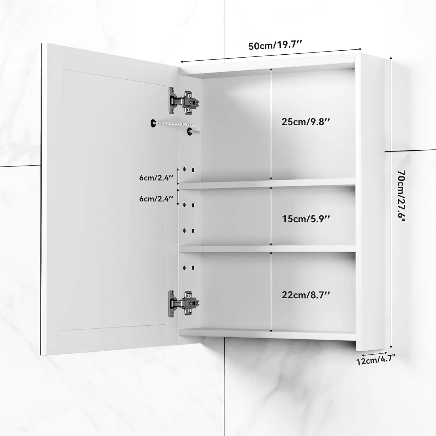 Medicine Cabinet With Mirror And Adjustable LED Lighting