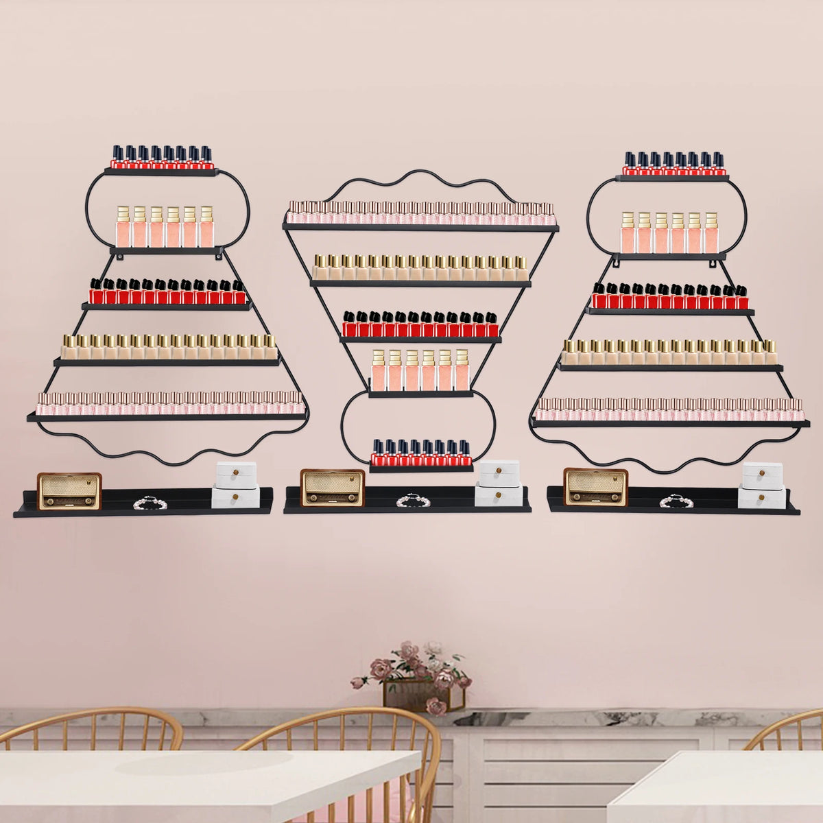 Bymaocar 5 Tier Wall Mounted Nail Polish Display Rack