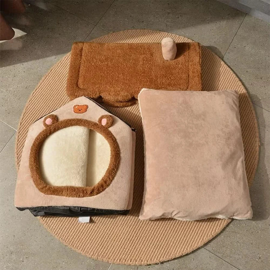 Foldable Pet House With Removable Washable Cat Bed